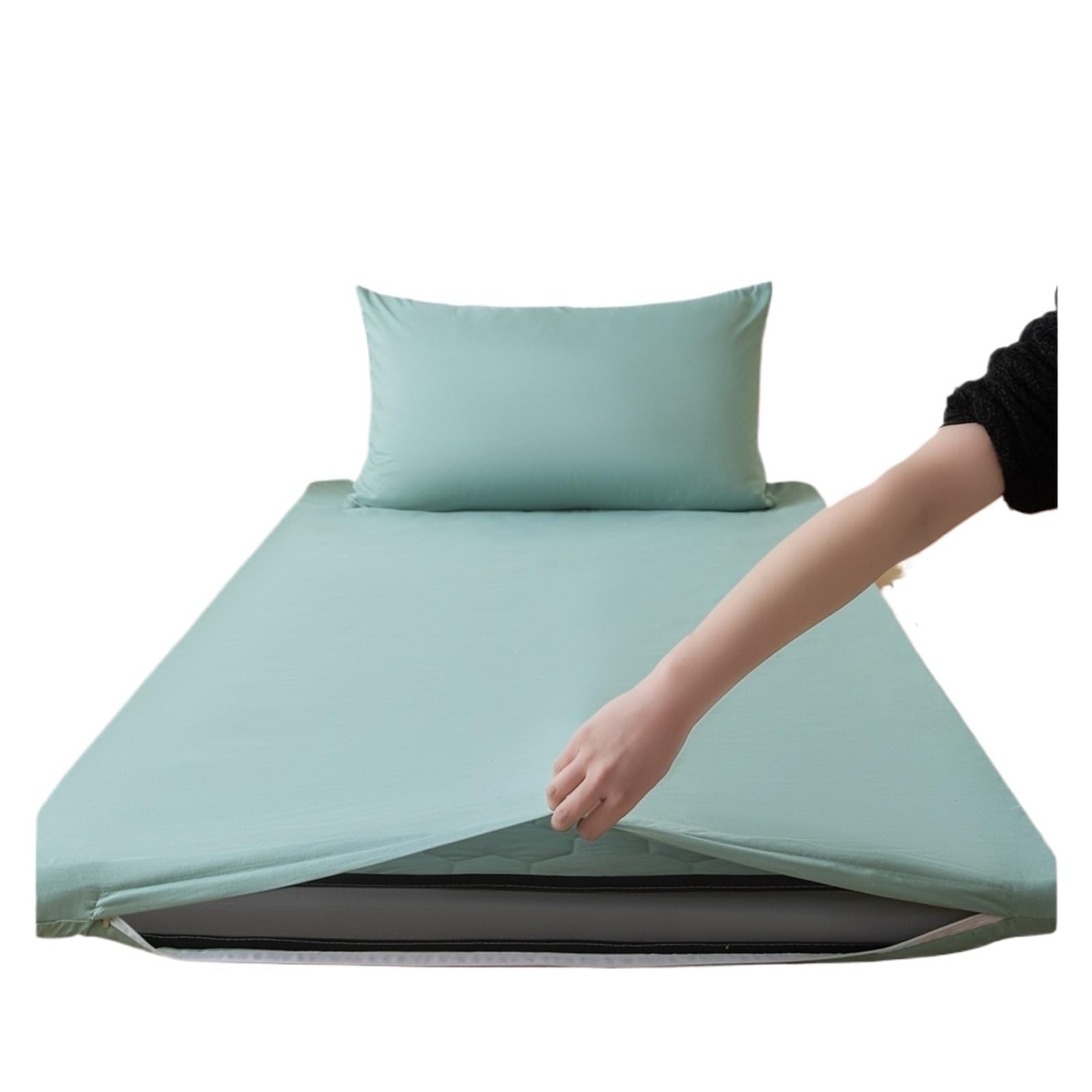 ZIHDKE 1pcs Model Bed - Pure Color Mattress Cover Single Piece for Tatami(Green,120x200cm)