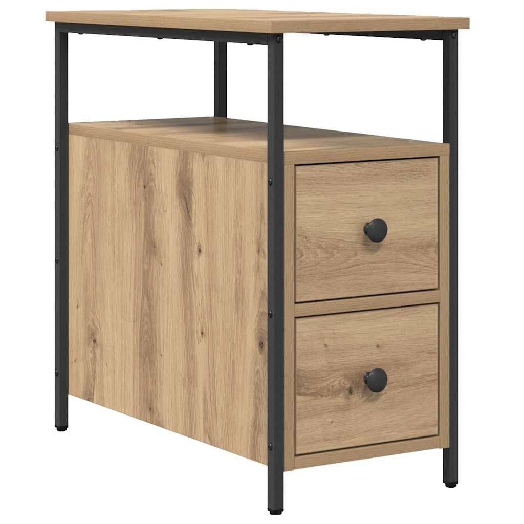 Table de chevet avec tiroir en bois d'ingénierie - Petit meuble salon moderne