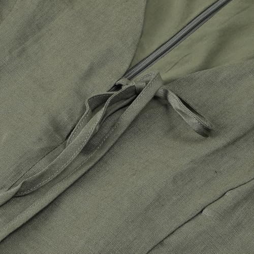 Image of Amazhiyu Womens 100% Linen Summer V Neck Tie Front Sleeveless Mini Tank Dress