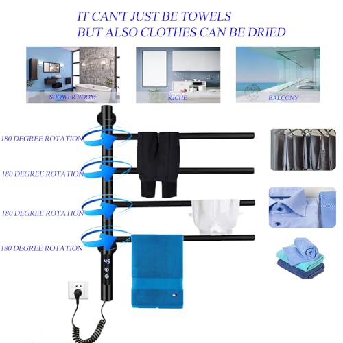 Toallero eléctrico de acero inoxidable con panel digital LCD y brazos móviles de alta gama 4