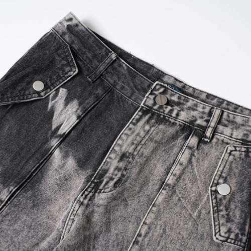 Men's Fashion Baggy Cargo Jeans Street Style Multi-Pockets Y2K Skater Wide Leg Denim Pants4