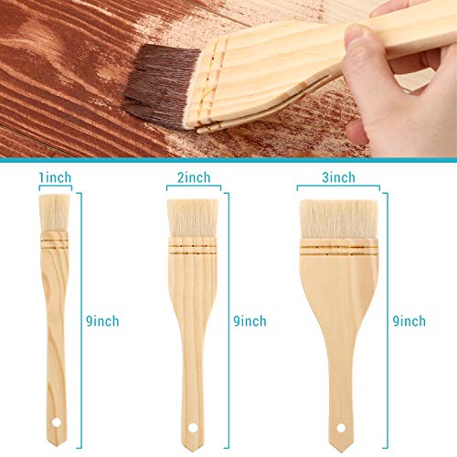 Flat Hake Brushes Hake Paint Brush Artist Painting Set Sheep Hair Bristles Wash for Watercolor, Wash, Ceramic and Pottery Painting, 1, 2 inch and 3 Inch(6 Pieces) by Patelai - Image 6