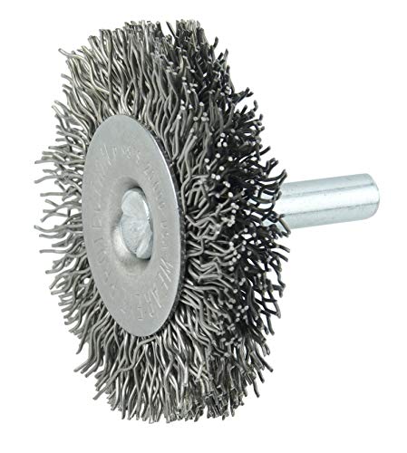 Image of Weiler 17958 2 inch Stem-Mounted Crimped Wire Radial Wheel.020 Steel Fill, 1 /4 inch Stem, Made in The USA (Pack of 10)