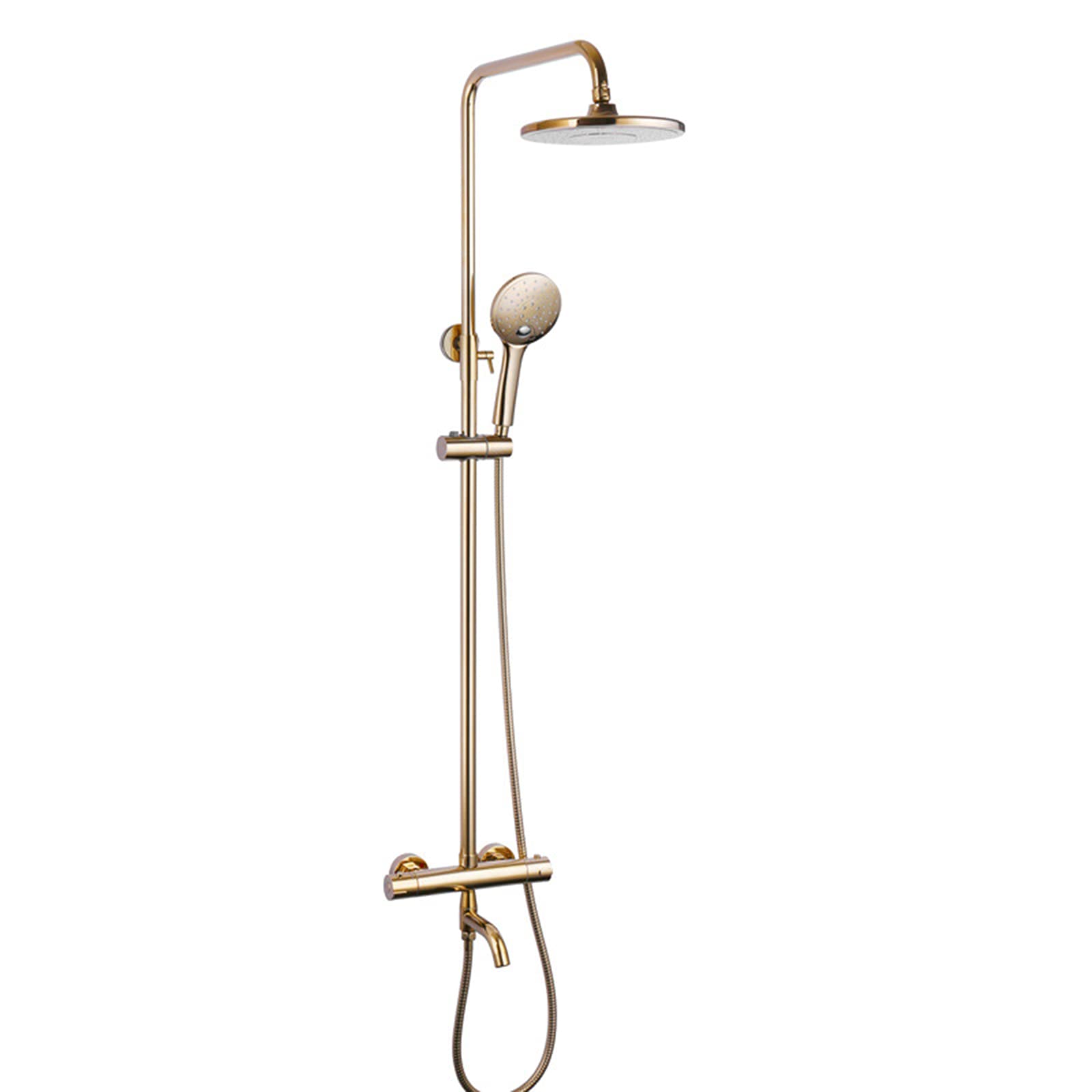 Système de douche mitigeur pluie doré laiton thermostatique baignoire
