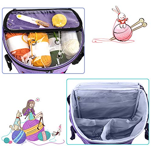 Teamoy Crochet Bags for Women, Yarn Storage Organizer, Knitting Project Bag for Knitting Needles and Hooks, Purple by Teamoy - Image 3