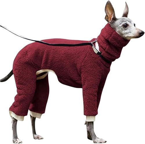 犬用シャツ パーカーインテリア起毛 ロンパース つなぎ 秋 冬服 犬服 小型犬 中型犬 大型犬 ベドリントンテリア服 ウィペット服 長袖 Tシャツ 秋 無地 犬服 (2XL,クラレット)