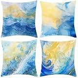 Fundas de Cojínes 60x60cm Juego de 4 Fundas Cojines Funda Cojin Exterior Impermeable Lino, Funda de CojíN Cojines Cama Decorativos Almohadas Decoración Del Hogar, Sofá, Cama, Oficina, Coche Painting