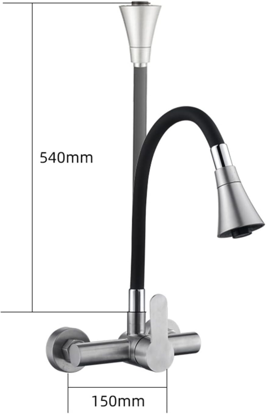 Wall Mounted Kitchen Faucets for Sink,Stainless Steel Single Handle Kitchen Faucet for Sink,2 Types of Water Outlet Modes,Kitchen Sink Faucet Hot and Cold Water
