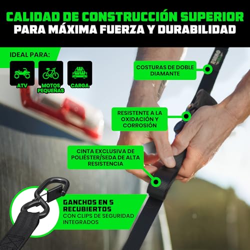 Miniatura 3 de Rhino Usa Correas De Carraca 4-Pack - 2,5 Cm X 4,6 M 800 Kg De Resistencia De Rotura - Correas De Amarre Con Ganchos De Seguridad En S Para Camiones, Carga, Mudanzas, Electrodomésticos - Negro