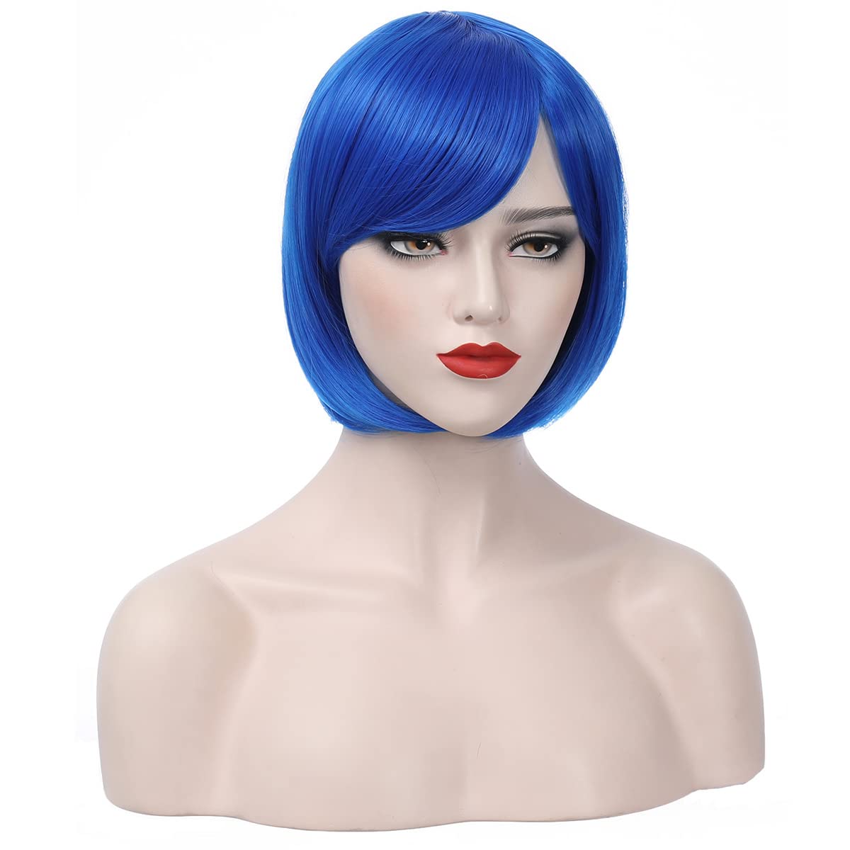 Amazon.com : PATTNIUM 12 Inches Blue Bob Wig Short Royal 