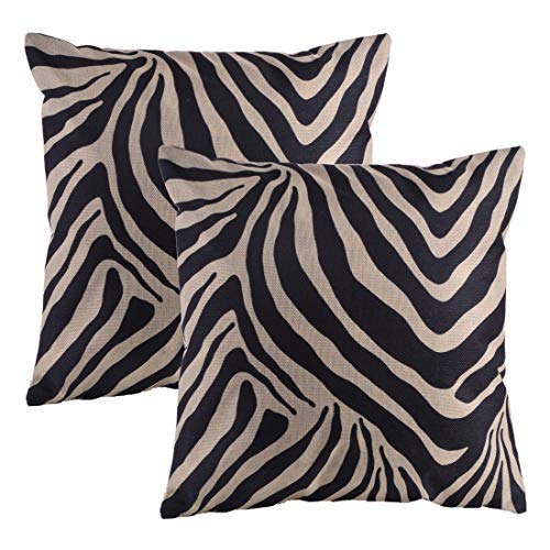 Leaveland Black And White Zebra Stripe Print Throw Pillow Cover Set Of 2 cover