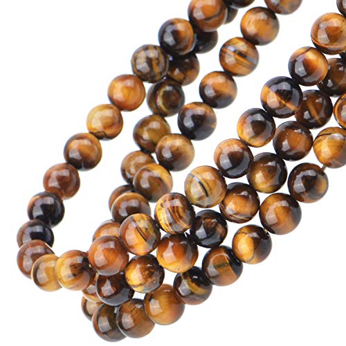 Image of 100PCS 8mm Yellow Tiger Eye A Grade Gemstone Loose Beads Natural Round Crystal Energy Stone Healing Power for Jewelry Making (Yellow Tiger Eye, 8MM)