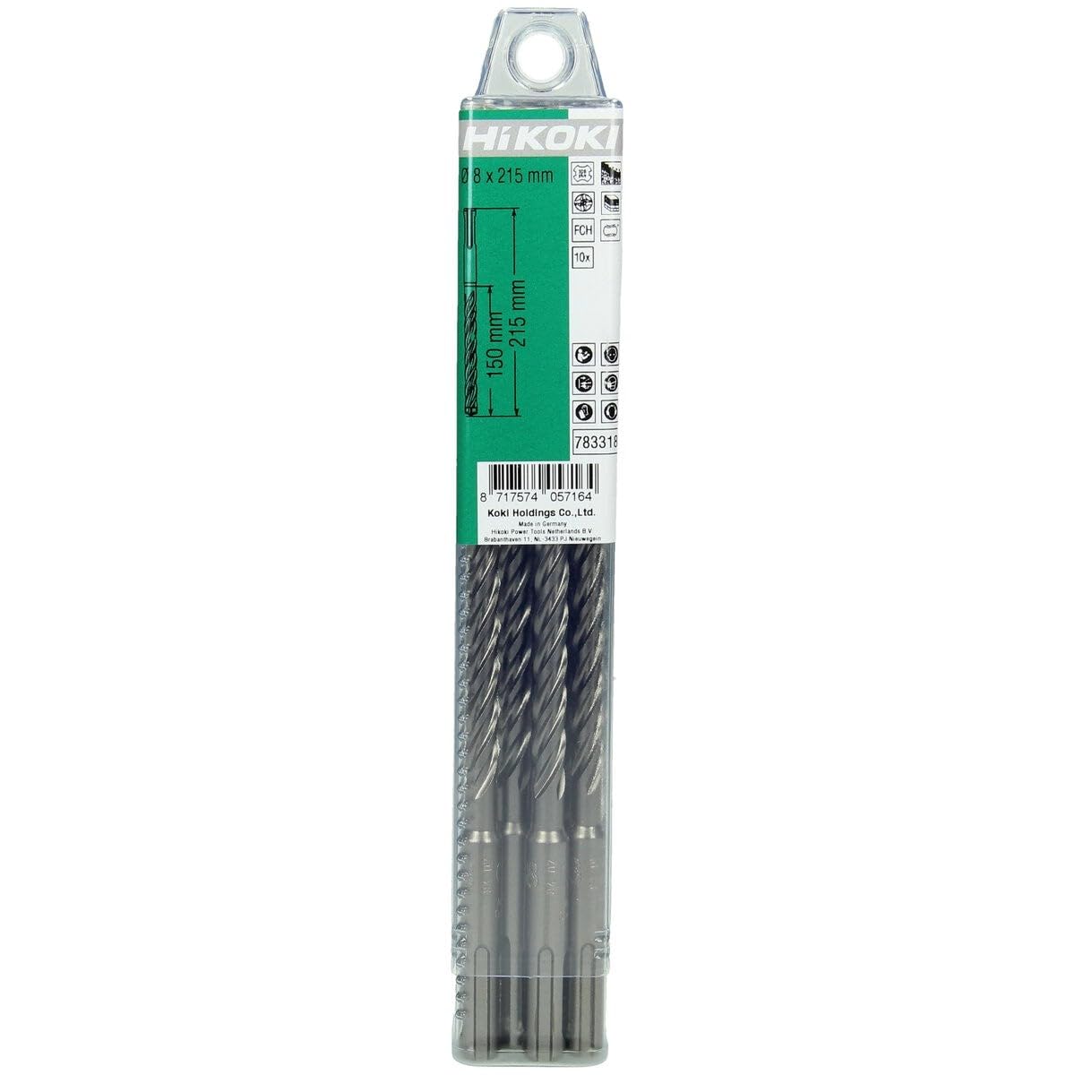 Hitachi 783317 zestaw wierteł SDS-Plus 4 profesjonalne cięcia 8 x 160 mm długość 100