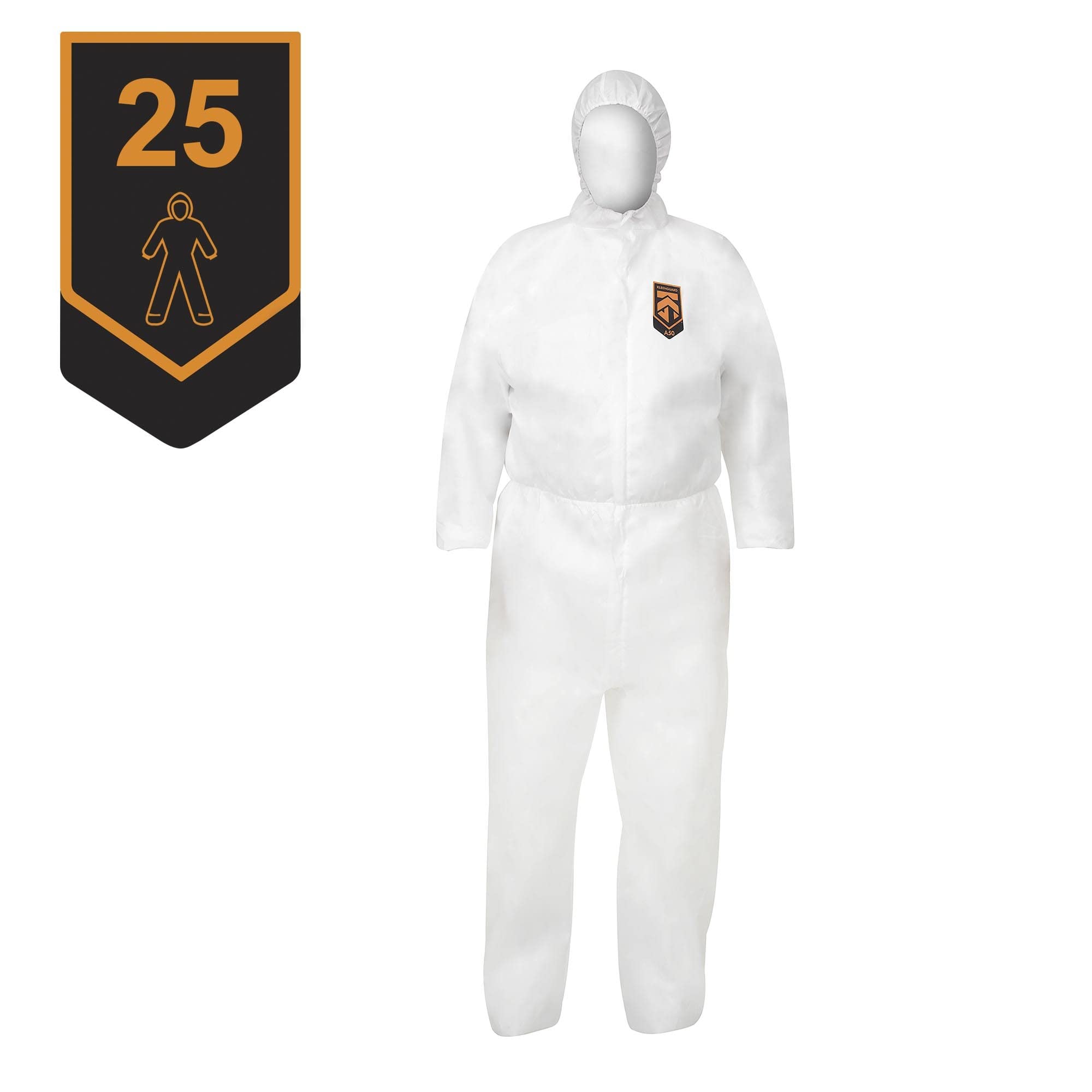 Kimberly Clark 96840 Kleenguard A50 Atmungsaktiver Schutzanzug Gegen Tröpfchen und Partikel mit Kapuze, X-Large, Weiß