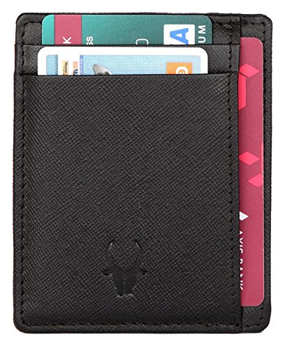 Image of WildHorn Leather Card Holder for Men & Women (Black Safiano)