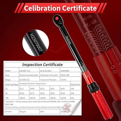 Hairich HRC-SI-38100 3/8-Inch Torque Wrench, Dual-Direction Torque Wrenches 10-100Ft.Lb/13.6-135.6Nm, 72-Tooth Dual Range Scales Torque Wrench With Quick Release Reversible Head thumb #3
