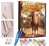 RUNPAW Peinture par numéros Kits pour Adultes et Enfants poney animal Bricolage Peinture à l'huile numérique Toile Mur Art décoration de la Maison - 40x50 CM sans Cadre