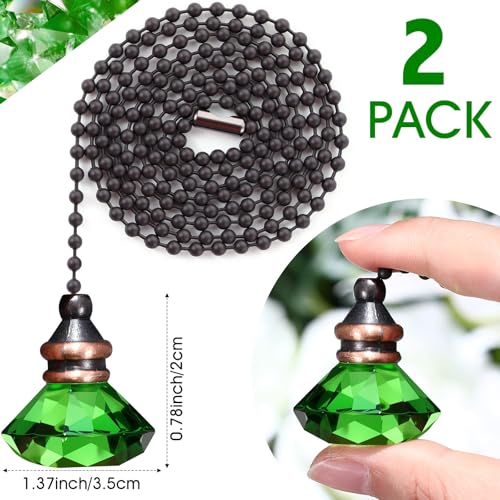 Image of Jovitec 2 Pcs Ceiling Fan Light Pull Chain, Green Color