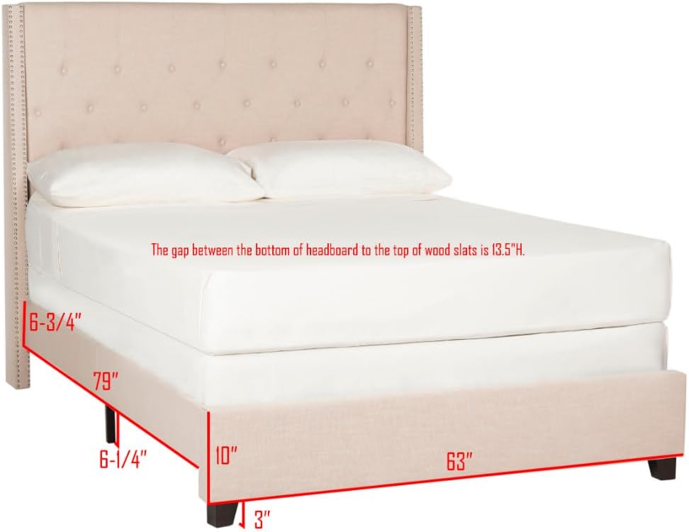 SAFAVIEH Home Collection Winslet Light Beige & Espresso Bed, Twin