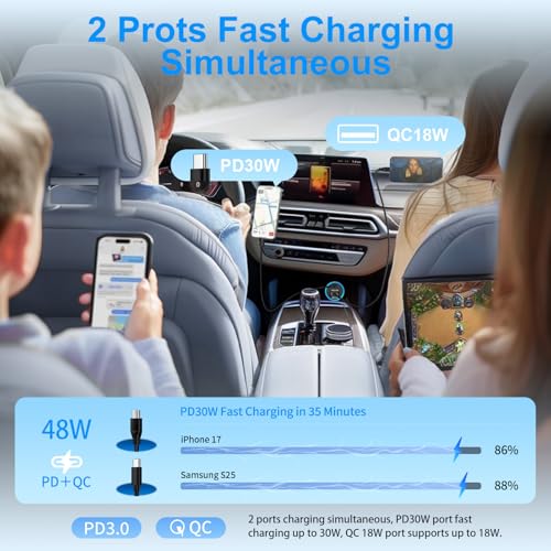 Cargador USB C Android de 48W de carga rápida para Samsung S25 FE y modelos Galaxy con cable 3