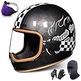 GAORUTO Casco Integral Vintage para Motocicleta, Motocross, Scooter, Retro, Clásico, para Carreras, Turismo, Homologado ECE 22.06 B,XL (59-60cm)