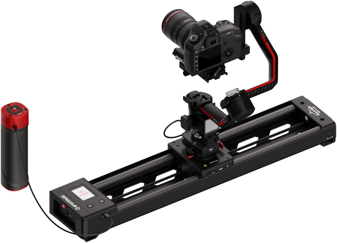 An IFOOTAGE Nano II Motorized Slider with a Camera and Gimbal