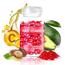 Hair Treatment Serum with Argan, Macadamia and Avocado Oils - No Rinse Hair Serum for Frizzy and Damaged Hair - Enriched with Vitamin A C E and Pro-Vitamin B5, 40ct Hair Vitamin Capsules