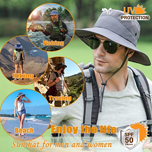 Aenmt Sun Hat For Men/Women, Wide Brim Uv Protection Bucket Hat, Waterproof Mens Boonie Hat For Fishing Hiking Garden Beach Dark Gray #TOP6