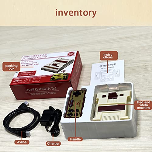 Wireless Game Console, 2.4G FC Family Video Game Console Dual Handles Built in 1000 Games Home Game