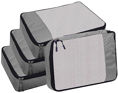 TRIP ON GO Packing Cubes Travel Organizer Travel Accessories Packing Bags For Luggage, Clothes, Makeup, Shoes, Undergarments, and Travel Essentials For Men And Women (Grey, Large- Pack of 4)