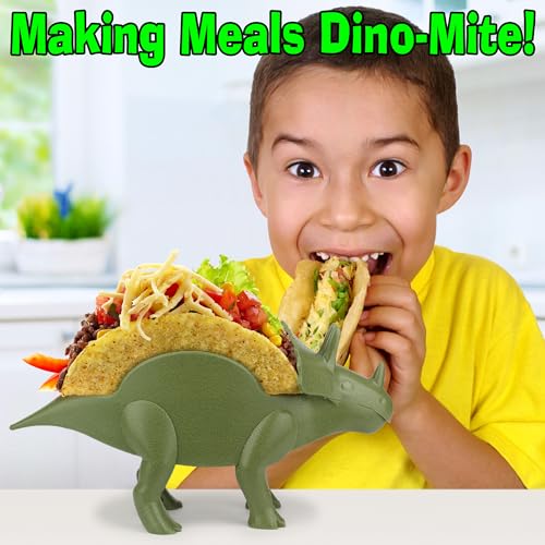 Funwares Original Tricerataco - The Ultimate Dinosaur Taco Holder, Fun and Practical White Elephant Gift, Hold 2 Tacos - Thumbnail 5