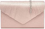 Milisente Clutch Damen, Elegante Leder Handtasche Clutch Umschlag Crossbody Klassisch Clutch Tasche Abendtasche (Rose)