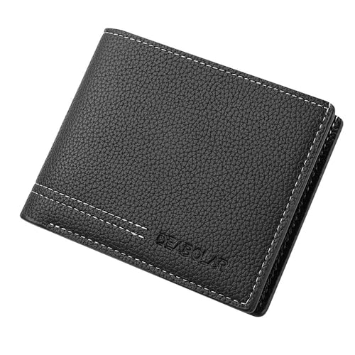 Image of Slim Wallet for Men with Coin Purse, Minimalist Wallet with Zipper, Bifold Mens Wallets with Credit Card Holder, PU Leather Men's Wallet with Money Clip, Carteras Para Hombres (BLACK D2)