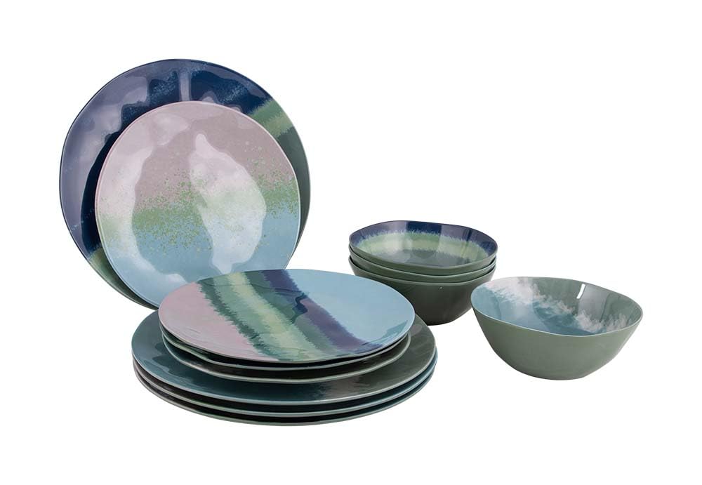BO-CAMP BC Vajilla Halo blu/verde 12p per campeggiatori e outdoor, per comfort e praticità all’aperto