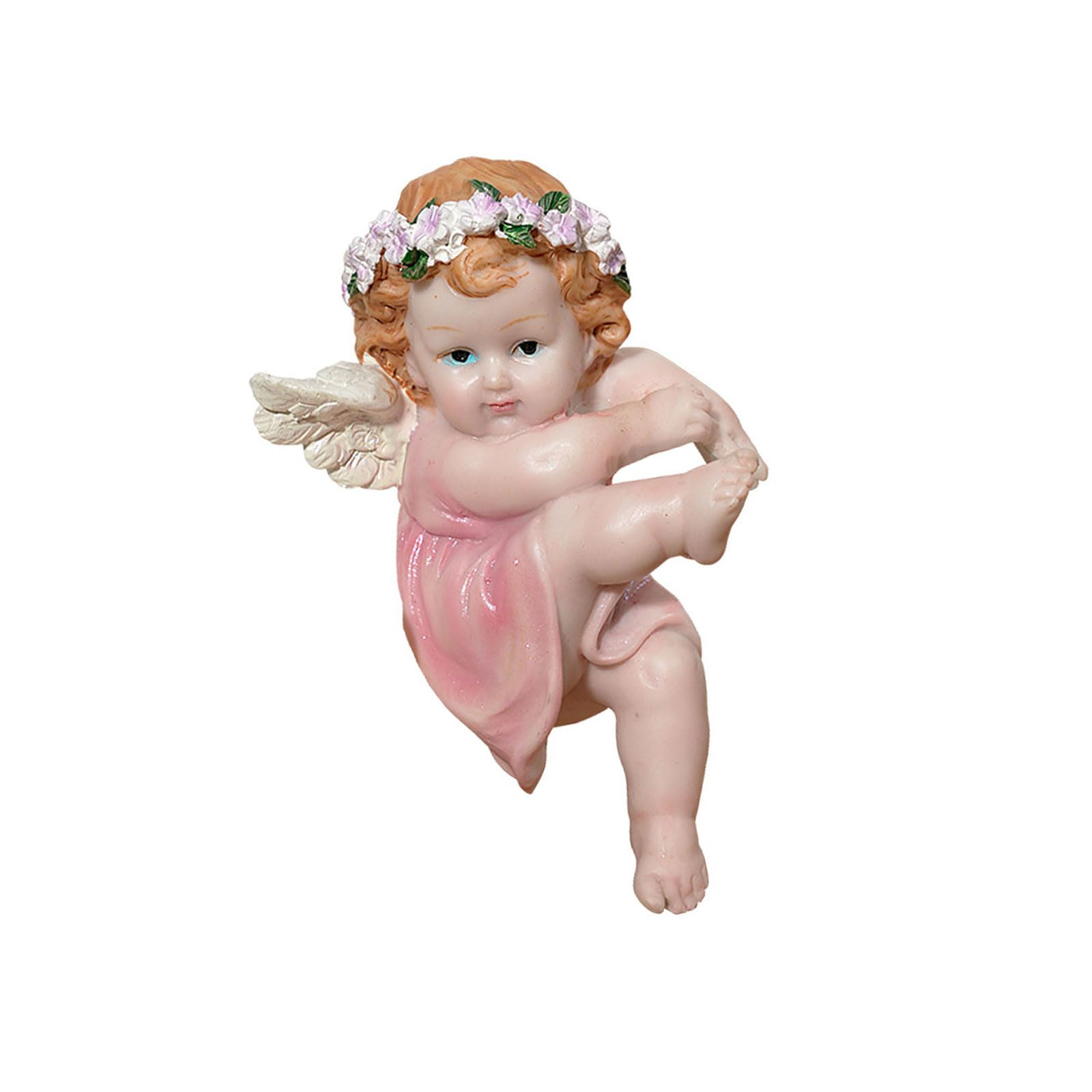 Bbajszx Fairy Figurine Birthday Gift Sitting Statue Resin Statue Design Miniature Garden Figurine Decoration Patron Farmer Deck
