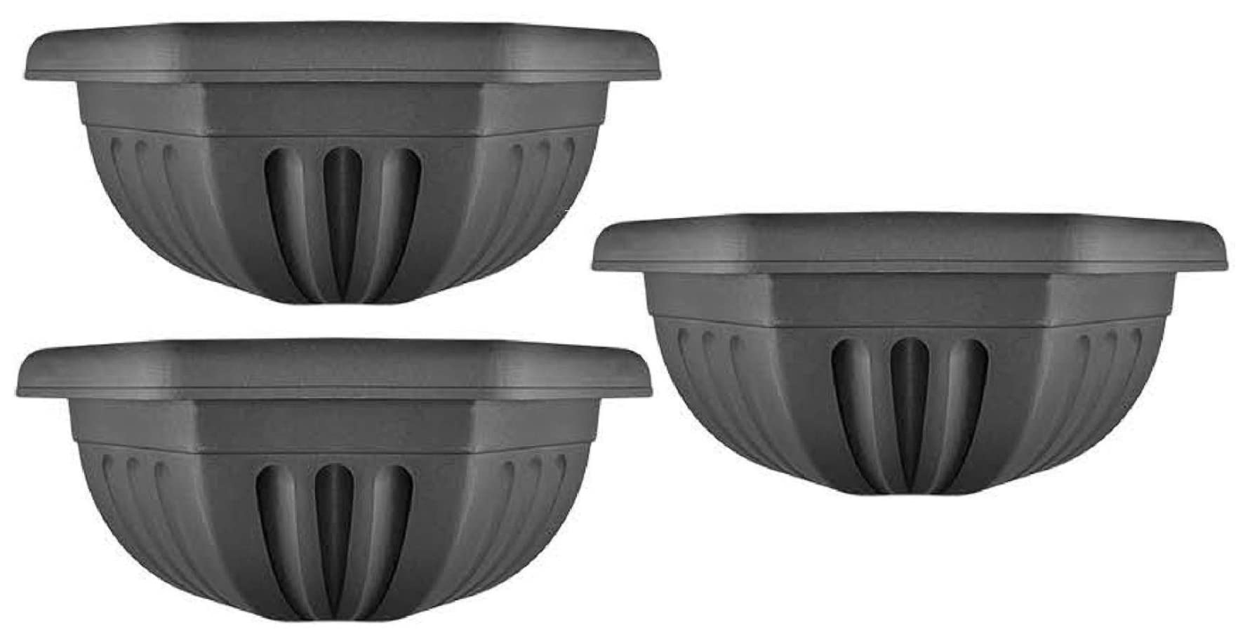 Fence Wall Planter Plant Flower Basket Pot Container Venetian Garden Box Plastic UK (Planter Ash 40 cm, 3) — image 1