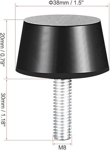 Miniatura 2 de uxcell Aisladores cónicos de vibración de goma de 1.5 "x 0.79" amortiguador de choque con pernos roscados M8 x 1.181 in, 4 piezas
