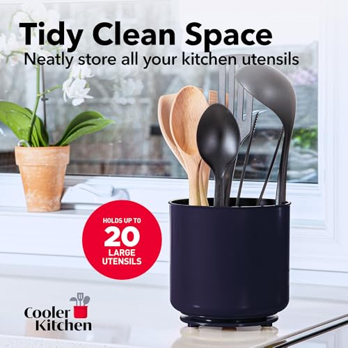 image for Cooler Kitchen Plastic Rotating Extra Large Utensil Holder Crock with 