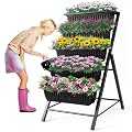 Homdox Vertical Garden Bed, 5 Tiers Vertical Raised Garden Planter, Outdoor Garden Raised Bed with 4 Hooks, Vegetable Flower Planter Raised Stand for Garden Patio Yard
