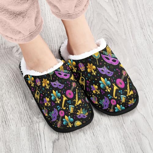 Mardi Gras Masks Pink Slippers For Women Men Soft Memory Foam Non-Slip Festival Winter Indoor House Shoes Travel Slipper4