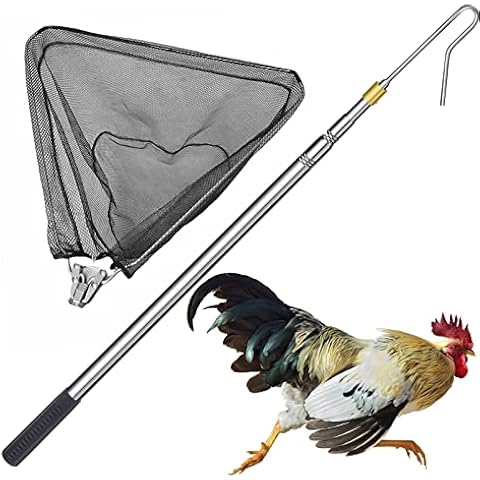 SARUFO Scalable Chicken Catcher Leg Hook - Scalable Catcher Net (2-in-1) Stainless Steel Poultry Hook Bird Catcher, 16 inches Extended to 61 inches, Suitable for Catching Fish,Poultry Cover