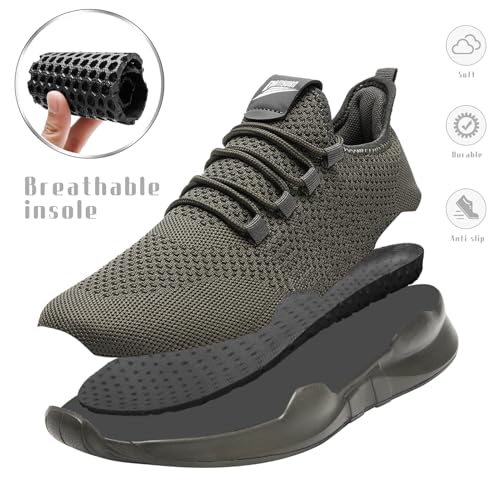 Image of Mens Running Shoes Tennis Walking Sneakaers Lightweight Breathable Workout Casual Athletic Gym Outdoor Sports Jogging Sheos Dark Gray Size 12