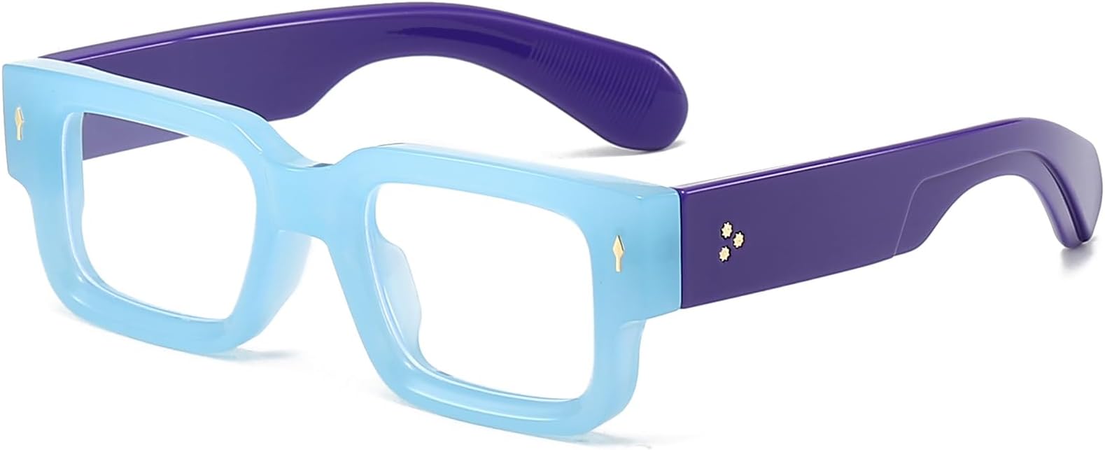 EYLRIM Square Thick Frame Glasses for Women Men Chunky Rectangle Blue Light Glasses Non Prescription Eyeglasses