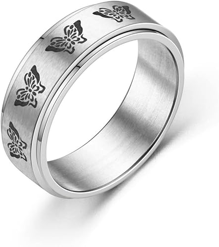 Miniatura 1 de Anillo giratorio de mariposa de tortuga, anillo giratorio de tortuga, mariposa, alivio de la ansiedad, anillo antiansiedad, anillo de mariposa de