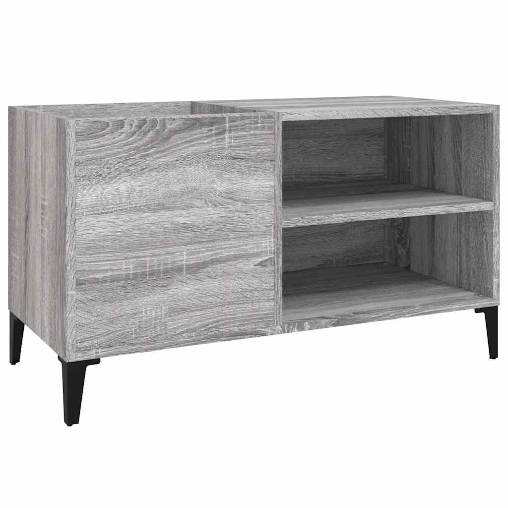 Armadio per dischi grigio Sonoma, 84,5 x 38 x 48 cm, scaffale per dischi in vinile | Stabile scaffale in vinile per soggiorno con gambe in metallo, spazio per LP e robusto supporto per giradischi.