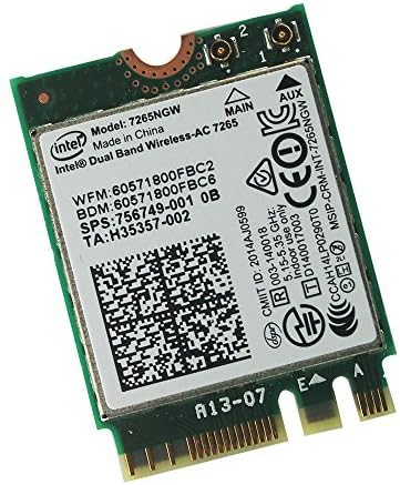 7265NGW Dual Band 2x2 Wireless AC + Bluetooth 4.0 M2 Interface Also Supports 802.11 AC