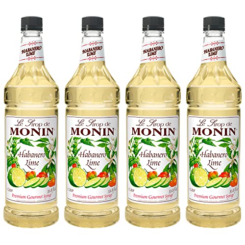 Monin Flavored Syrup, Habanero Lime, 33.8-Ounce Plastic Bottles (Pack of 4)
