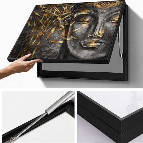 Image of Electric MCB Box Cover Frame With Hydraulic Decorative Painting Lord Gautam Buddha Painting Electrical Panel box Cover, Switch Box Frame Will Fit Max 10x14 inch Switch Board, Outer Size 13X17 Inch
