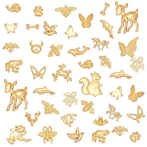 OLYCRAFT 150 pcs Remplisseur de Résine à Thème Animal 25-Style Alliage Résine Époxy Fournitures Dauphin Papillon Accessoires de Remplissage pour la Fabrication de Résine Nail Art - Or Cover