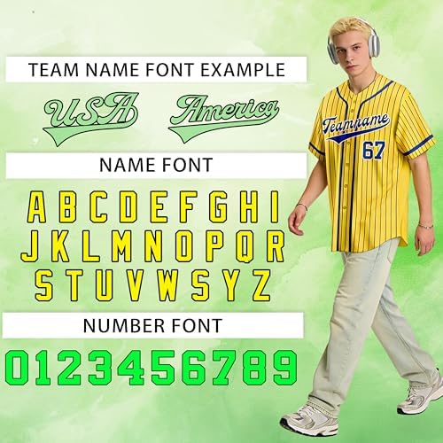 VAGTOFKQ Custom Baseball Jersey Personalized Stitched/Printed Number Name Logo Softball Shirts for Men Women Youth Kids Black Gold - 5